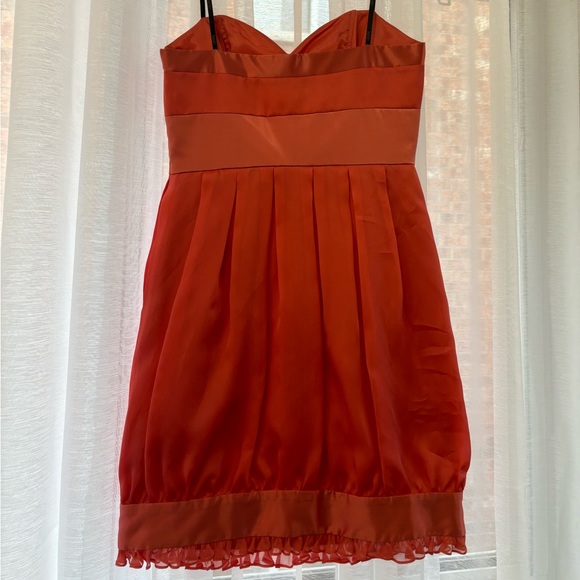 Strapless Coral Cupcake Dress 100% Silk - Picture 2 of 6